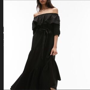 New‎ Top shop Bardot Midi Dress Black size 12